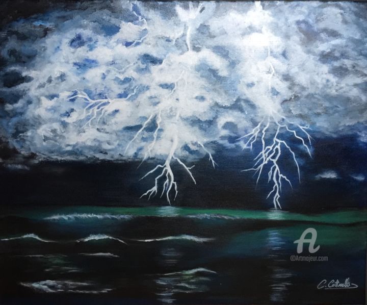 Nuit orageuse en bord de mer (Christelle Cottrelle)
