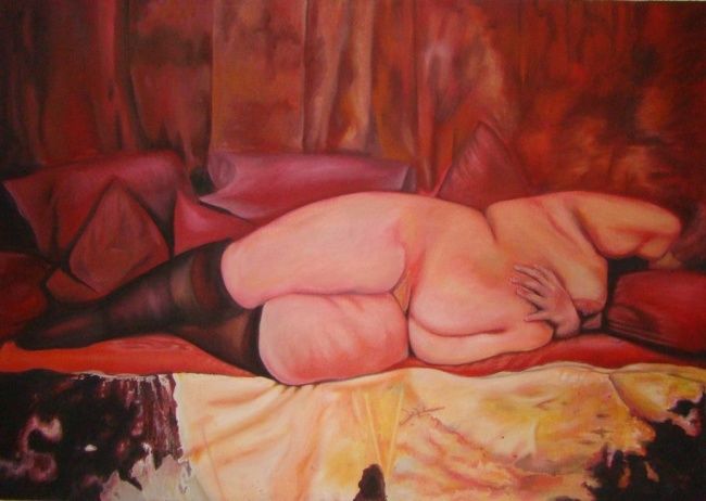 Painting titled "femme ronde" by Mora, Original Artwork, Oil