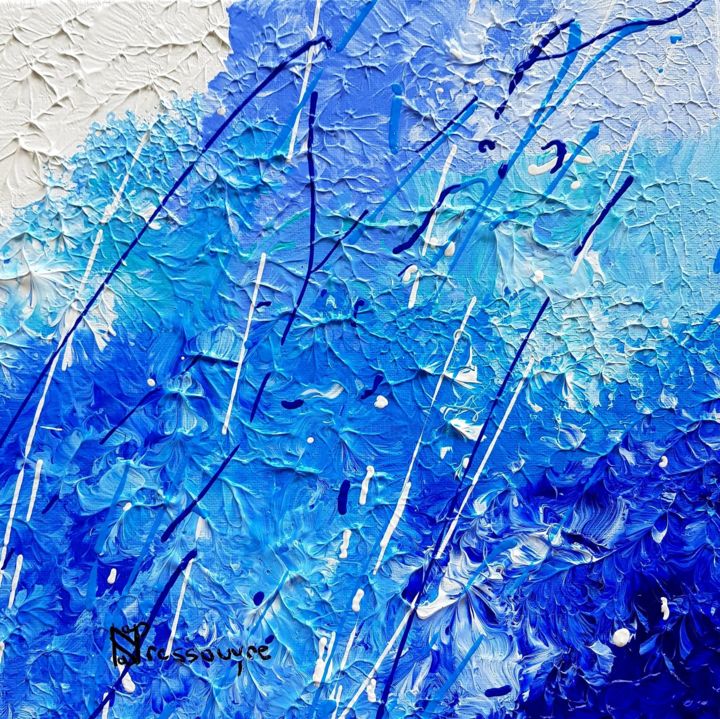 Peinture intitulée "bleu corail 30x30" par Nana Pressouyre, Œuvre d'art originale, Acrylique