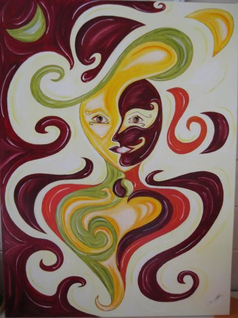 Pintura intitulada "La Femme au profil…" por Cathy Doutault, Obras de arte originais