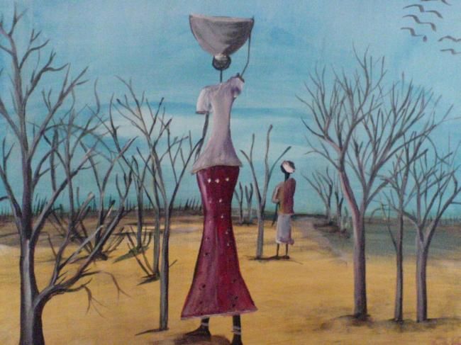 Peinture intitulée "porteuse du saille" par Sowartbouba, Œuvre d'art originale, Huile