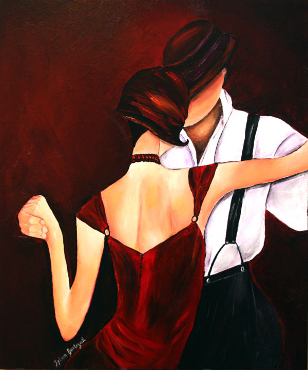 Painting titled "Tango au crépuscule" by Sylvie Bartczak, Original Artwork, Oil
