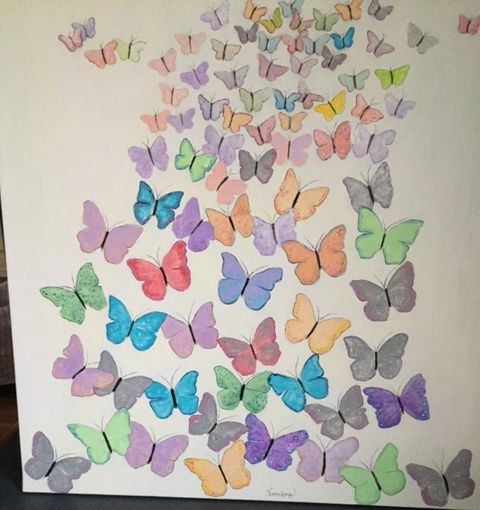 Peinture intitulée "Butterflies" par Framboise, Œuvre d'art originale, Acrylique