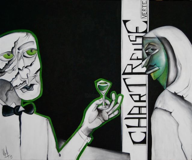 Pintura intitulada "Chartreuse verte" por David Vandiedonck, Obras de arte originais