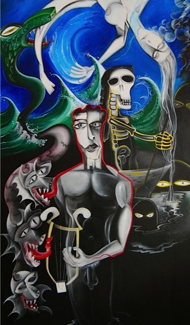 Schilderij getiteld "ORFEO" door David Vandiedonck, Origineel Kunstwerk