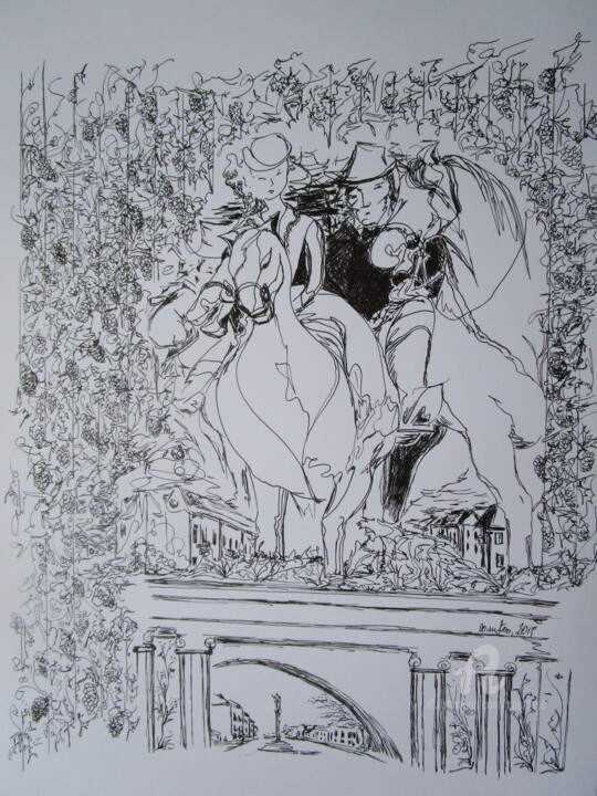 Zeichnungen mit dem Titel "weekend, countess G…" von Countess, Original-Kunstwerk, Tinte