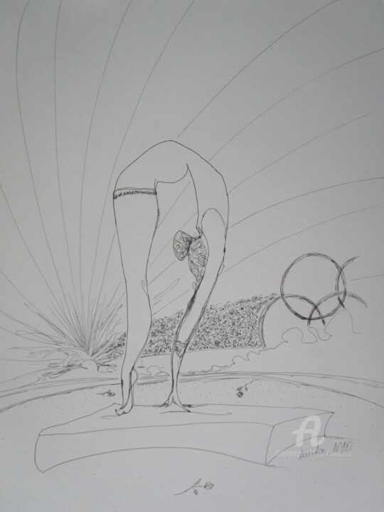 Zeichnungen mit dem Titel "gymnastics, countes…" von Countess, Original-Kunstwerk, Tinte