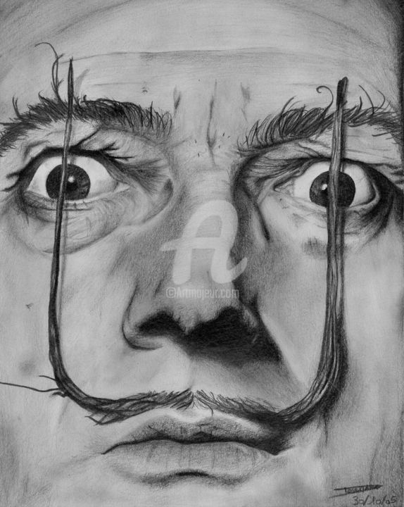 Dessin intitulée "Salvador Dali" par Johanne Dossmann, Œuvre d'art originale, Crayon