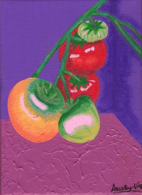 Painting titled "Bumpa's Tomatoes" by Courtney Wilde, Original Artwork