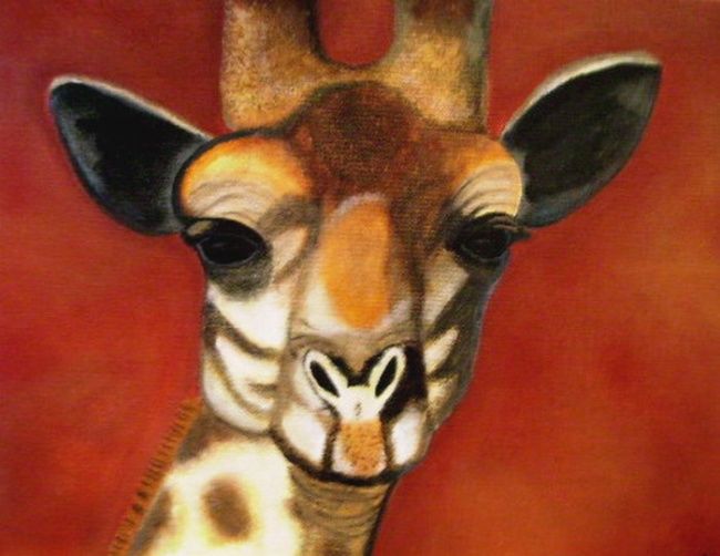 Painting titled "Giraffe" by Courtney Wilde, Original Artwork