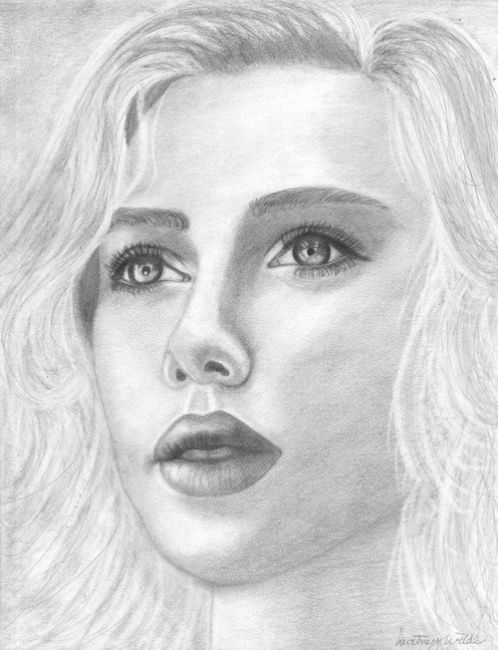 Drawing titled "Scarlett Johansson" by Courtney Wilde, Original Artwork