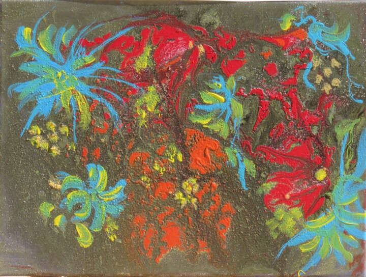 Peinture intitulée "fleurs d automne" par Myriam Courty, Œuvre d'art originale, Acrylique