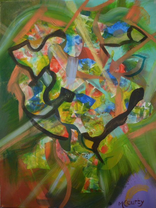 Peinture intitulée "Composition abstrai…" par Myriam Courty, Œuvre d'art originale, Acrylique Monté sur Châssis en bois