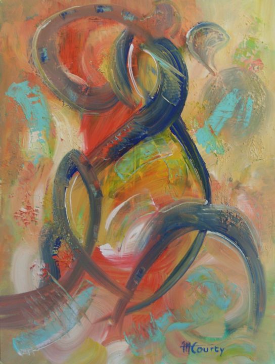Painting titled "Homme abstrait" by Myriam Courty, Original Artwork, Acrylic Mounted on Wood Stretcher frame