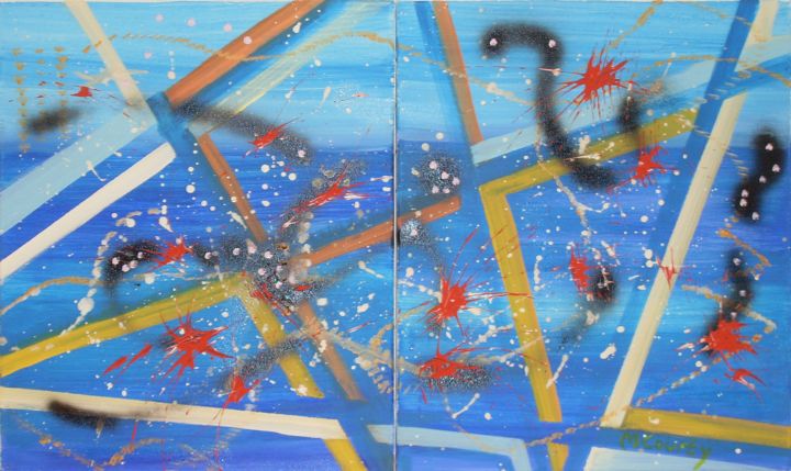 Peinture intitulée "abstraction bleue" par Myriam Courty, Œuvre d'art originale, Acrylique Monté sur Châssis en bois