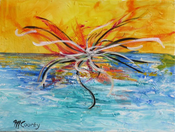 Картина под названием "Spirale" - Myriam Courty, Подлинное произведение искусства, Акрил Установлен на Деревянная рама для н…