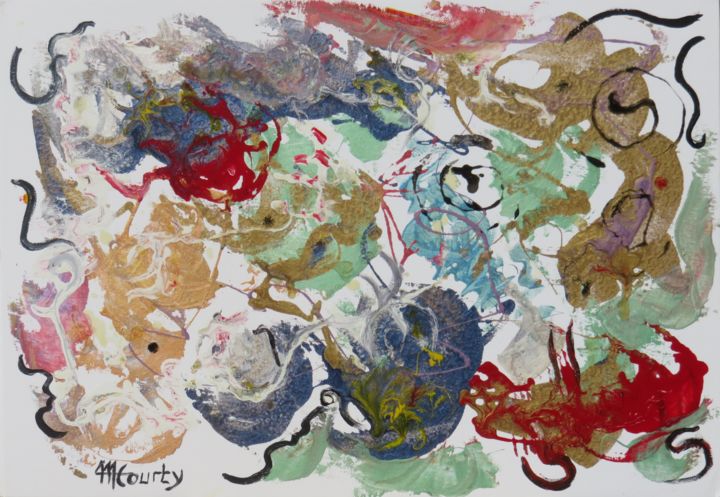 Peinture intitulée "Dragons" par Myriam Courty, Œuvre d'art originale, Émail Monté sur Carton