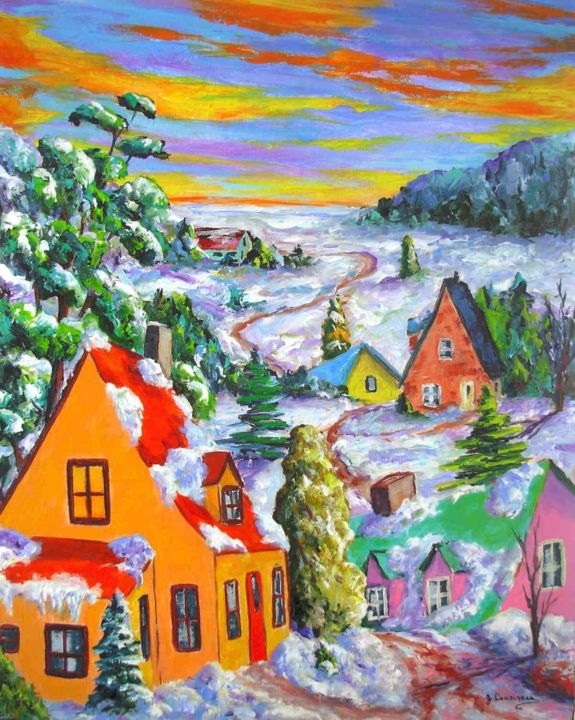 Painting titled "Beauté d'hiver (Cou…" by Jean Cousineau, Original Artwork, Acrylic