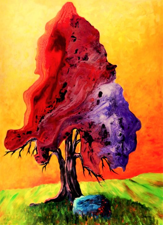 Painting titled "Le prisme tricolore…" by Jean Cousineau, Original Artwork, Acrylic