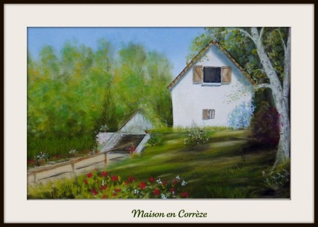 Painting titled "Ma Maison en Corrèze" by Jean Pierre Coussaert, Original Artwork, Oil