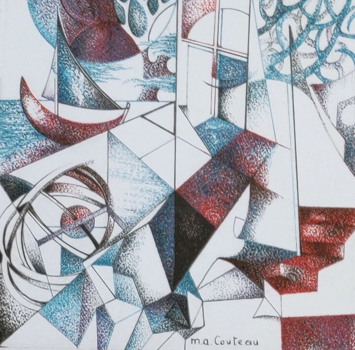 Dessin intitulée "L'appel de la mer" par Maryse-Anne Couteau, Œuvre d'art originale, Encre
