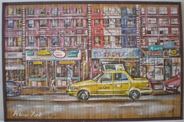 Painting titled "New York 42th street" by Laurence Senelonge, Original Artwork