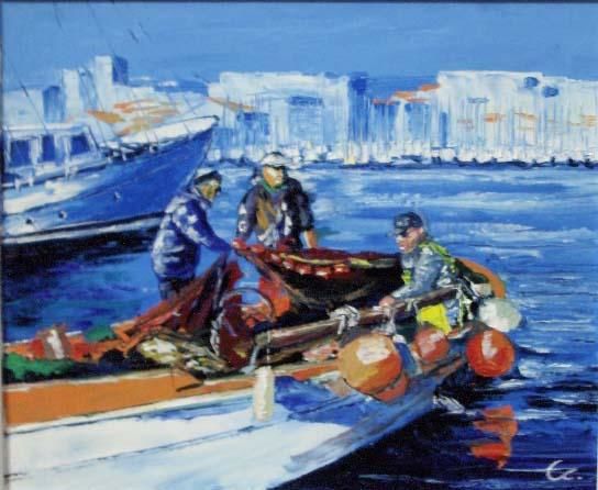 Peinture intitulée "pêcheur  Marseillais" par Francois Couvet, Œuvre d'art originale