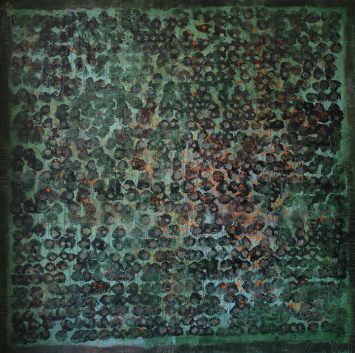 Pittura intitolato "Vert Point" da Covadonga Castro, Opera d'arte originale, Olio Montato su Telaio per barella in legno