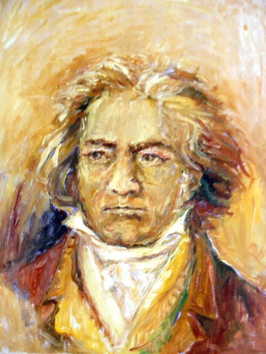 Schilderij getiteld "Retrato de Ludwig v…" door Covadonga Vega, Origineel Kunstwerk, Olie