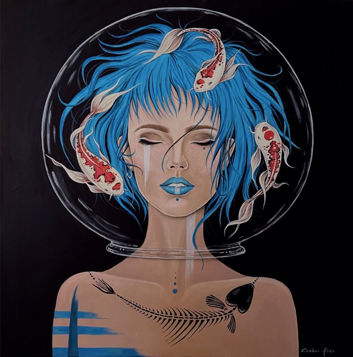 Painting titled "Pisces" by Alisa Covatari, Original Art, Acrylic