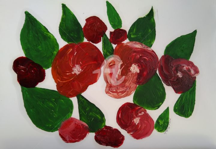Malerei mit dem Titel "Bunch of Flowers n°…" von Colette Pennarun, Original-Kunstwerk, Öl