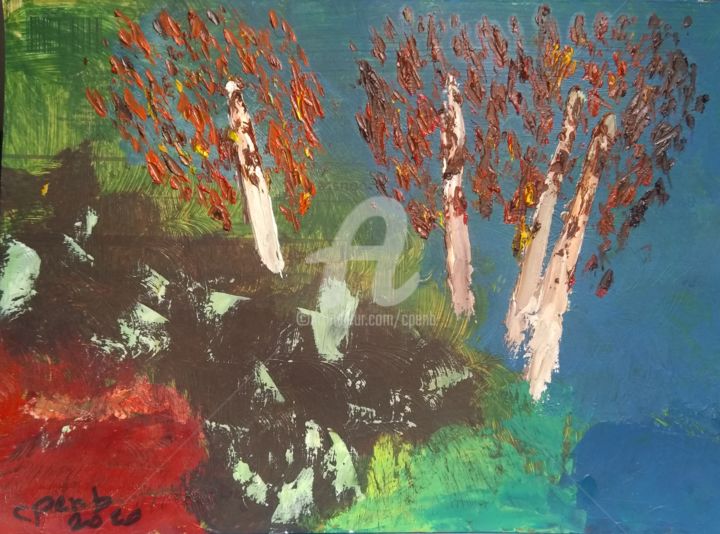 Peinture intitulée "Forêt Onirique n°4" par Colette Pennarun, Œuvre d'art originale, Huile