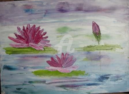 Pintura intitulada "Lotus n°2 - 330" por Colette Pennarun, Obras de arte originais, Óleo