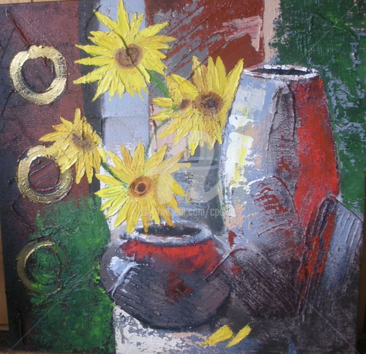 Schilderij getiteld "Tournesols - Sunflo…" door Colette Pennarun, Origineel Kunstwerk