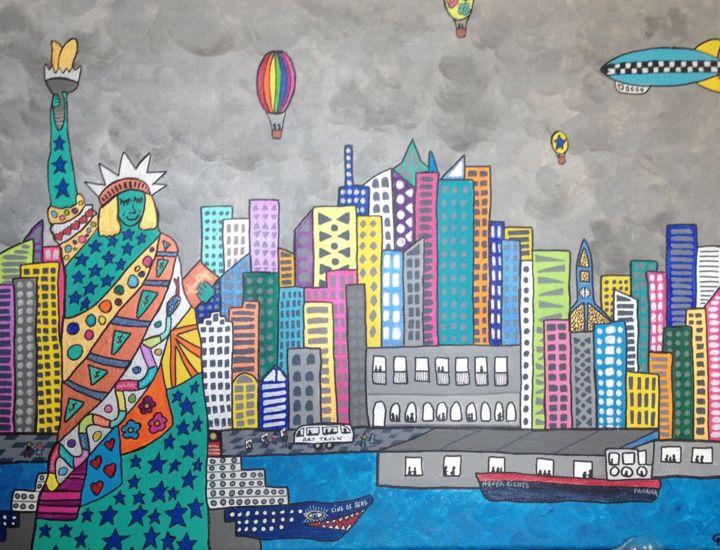 Malerei mit dem Titel "New York" von Corinne Pirault, Original-Kunstwerk, Acryl