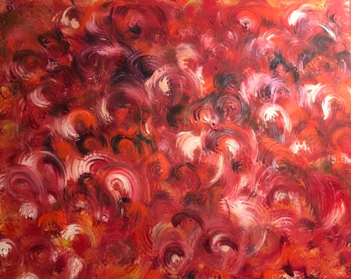 Peinture intitulée "Rose pourpre" par Christine Pizzorni, Œuvre d'art originale, Huile