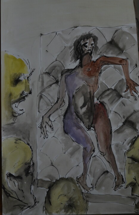 Drawing titled "Porno kültürü" by Cpus, Original Artwork, Watercolor