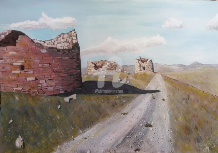 Painting titled "The ANZAC Windmills…" by Roachie - The Gallipoli Artist, Original Artwork, Acrylic