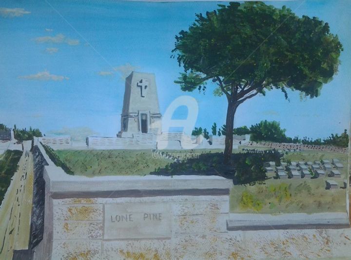 Painting titled "Lone Pine Gate" by Roachie - The Gallipoli Artist, Original Artwork, Acrylic