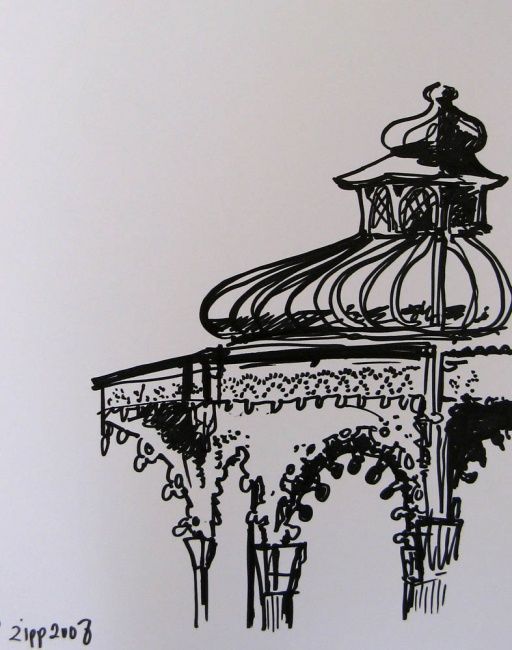 Drawing titled "Brighton Bandstand" by Jefferson Zipp, Original Artwork