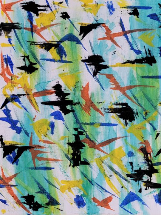 Painting titled "Flying" by Jessica Crazy Crafts Art, Original Art, Acrylic