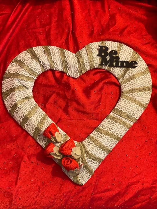 Textile Art titled "Be Mine" by Jessica Crazy Crafts Art, Original Artwork, Manipulated Photography