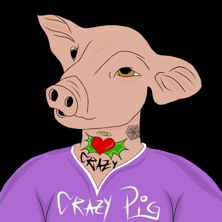 Artes digitais intitulada "Crazy Pig_tattoo_19…" por Crazy Pig, Obras de arte originais, Pintura digital