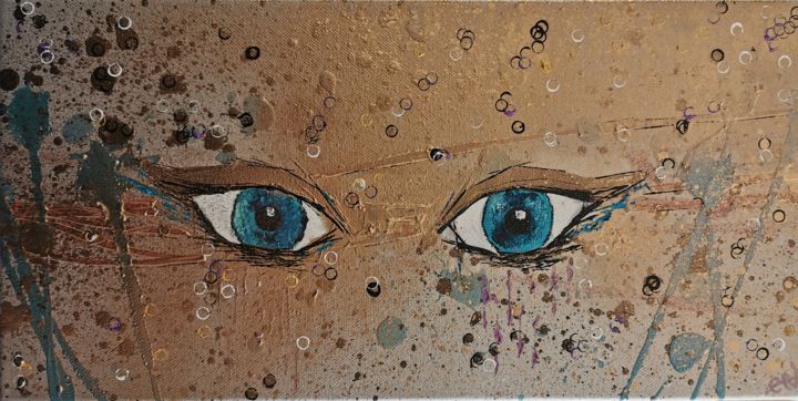 Painting titled "Blue eyes" by Axelle Cha, Original Artwork, Acrylic