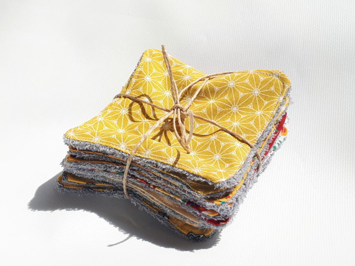 Art textile intitulée "Lingettes lavables…" par Creasoize, Œuvre d'art originale, Tissu