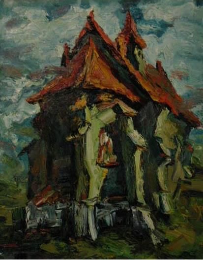 Painting titled "Biserica din spate" by Andrei Semyonov, Original Artwork