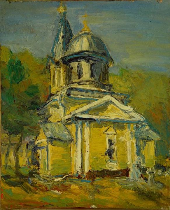Manastirea HINCU - Painting, 49x40 cm ©2001 by Andrei Semyonov -