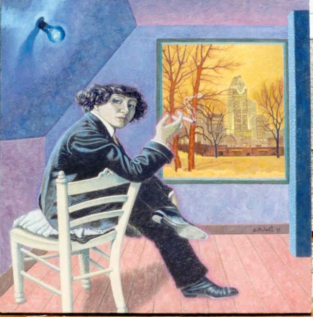 Malerei mit dem Titel "La fumeuse" von Noiraublanc, Original-Kunstwerk