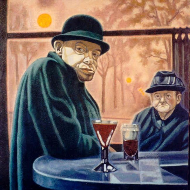 Картина под названием "Cafe Rimbaud" - Noiraublanc, Подлинное произведение искусства