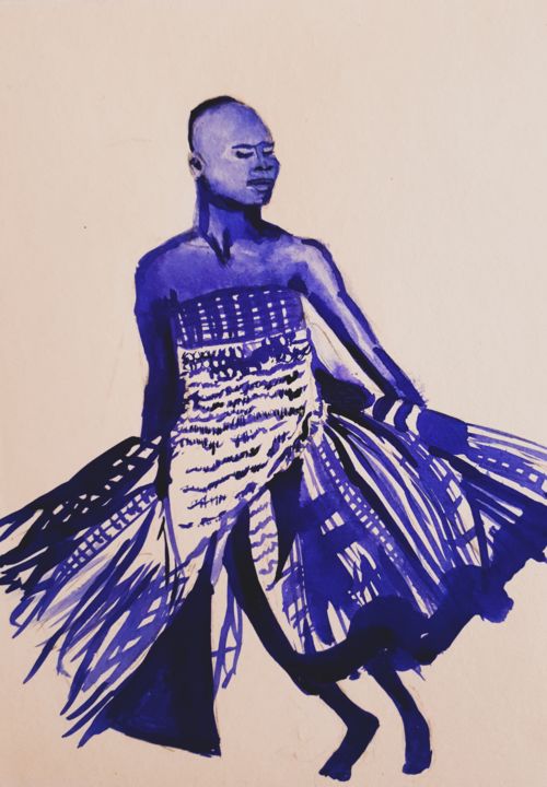 Peinture intitulée "L'homme qui danse" par Barbara Colas, Œuvre d'art originale, Encre